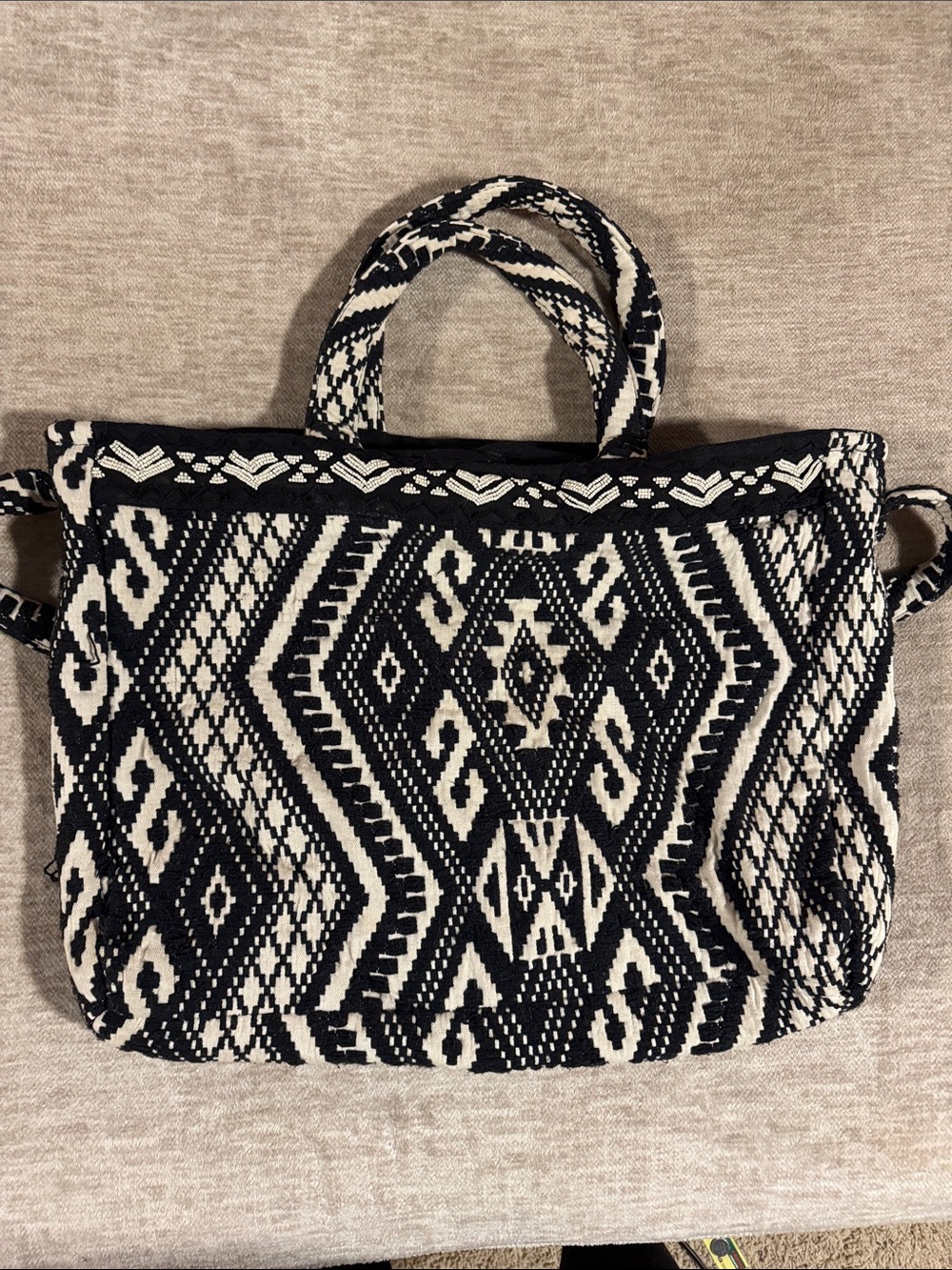Black & White Aztec Pattern Tote Bag for Women
